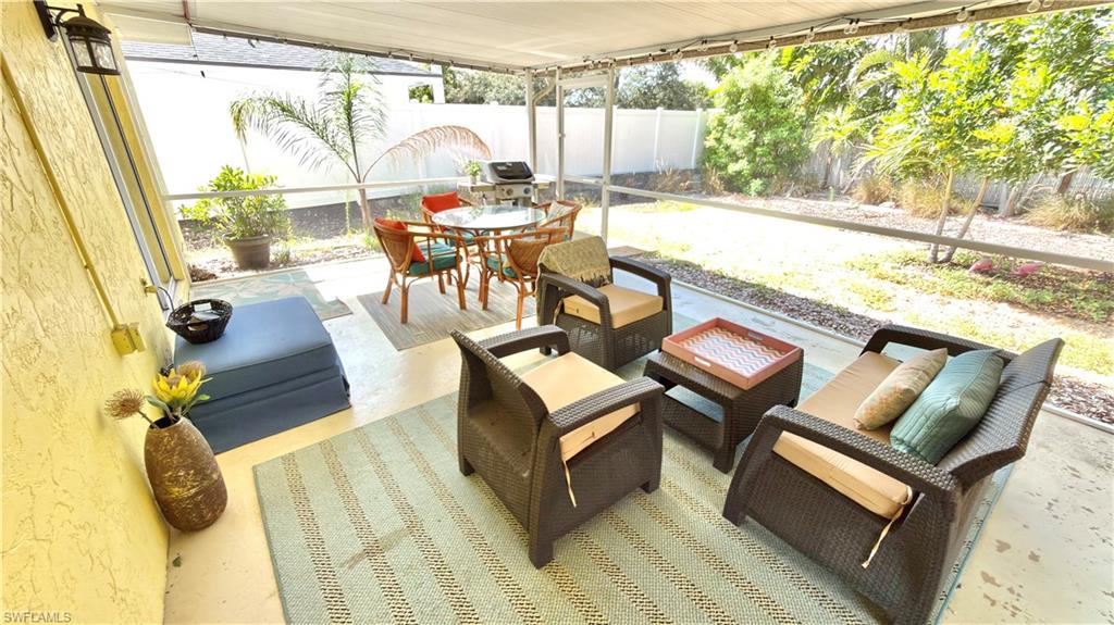 Screened lanai with a solid roof cover