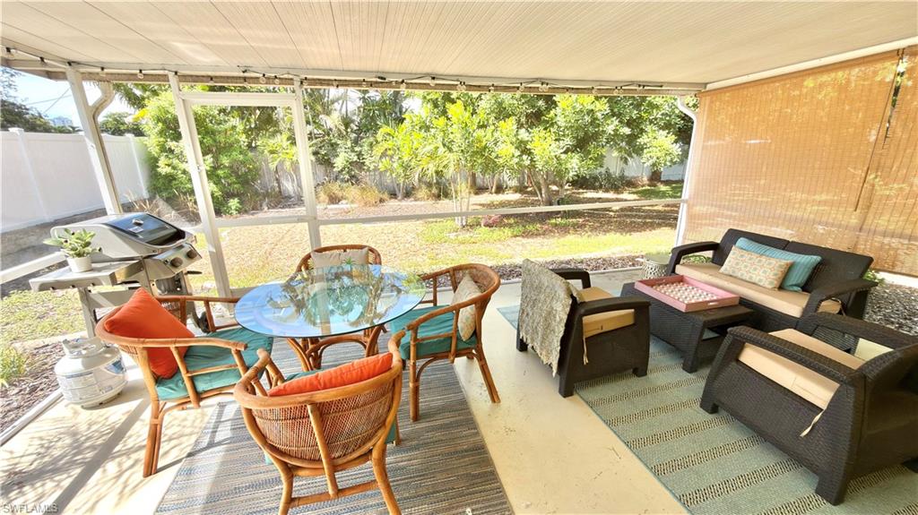 Screened lanai with a solid roof cover