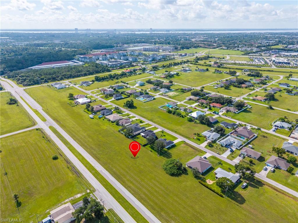 Aerial perspective of suburban area