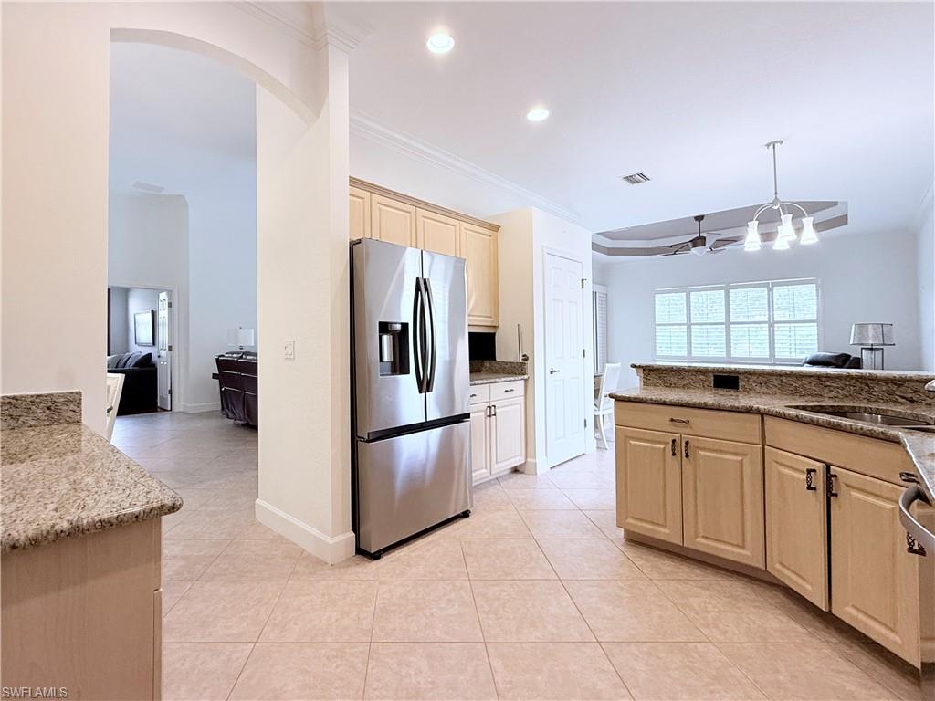 Kitchen opens to large Family (flex) room