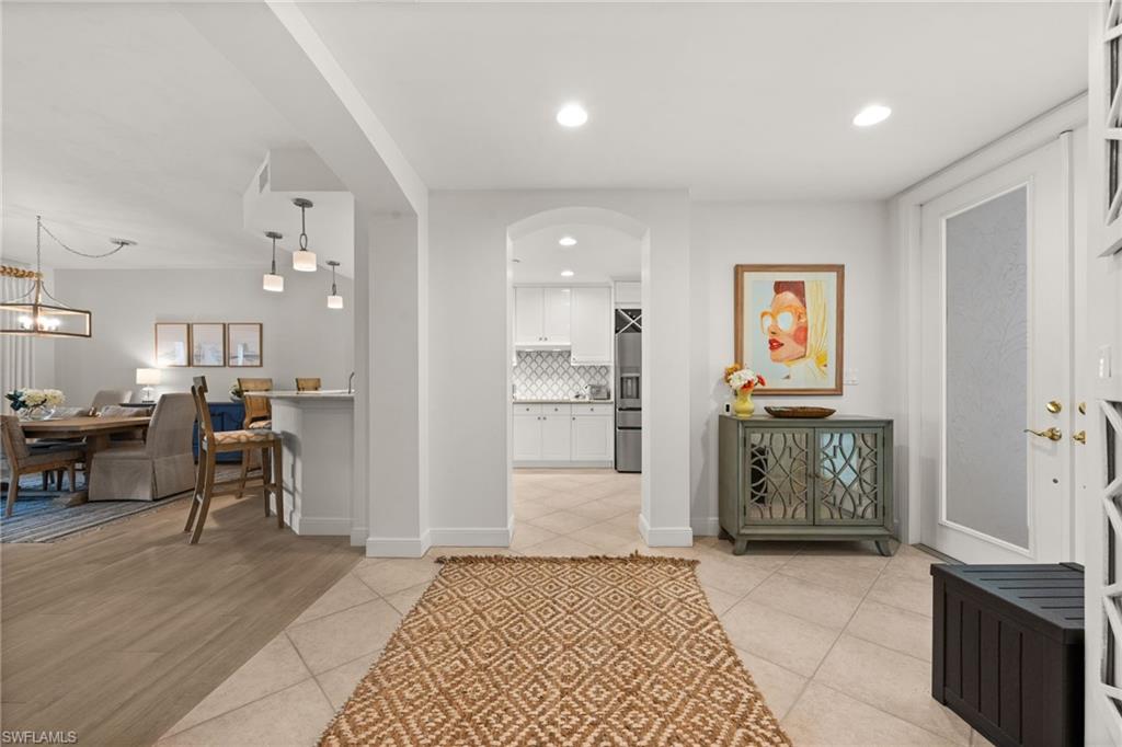 Tile flooring entry with recessed lighting