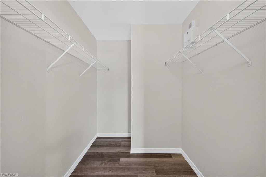 Wire shelving system with wood-finish flooring