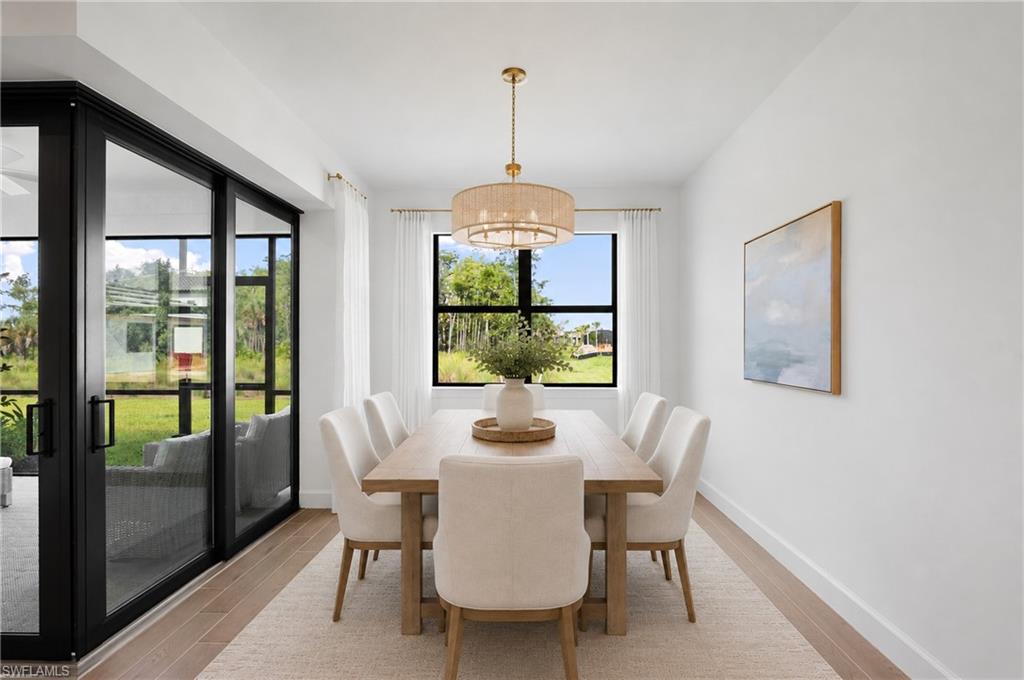 Virtually staged dining area