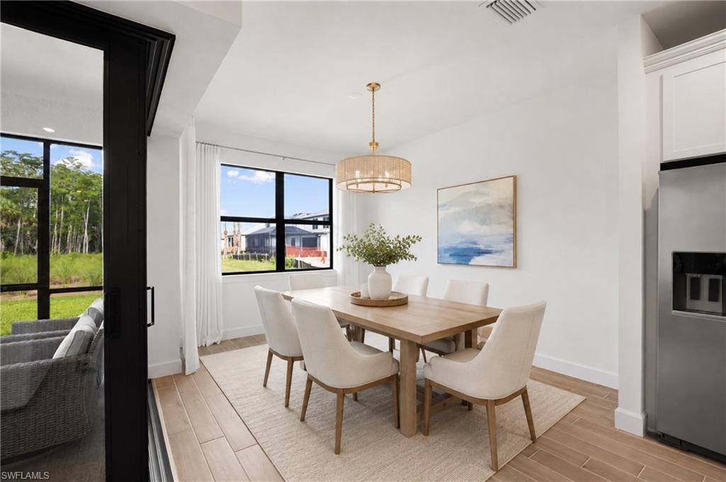 Virtually staged dining area