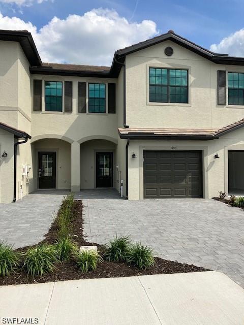 View of front of home with a garage