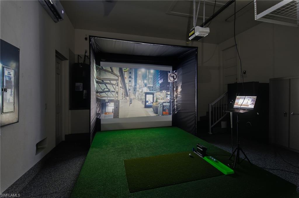 Air conditioned garage / Movie theater.