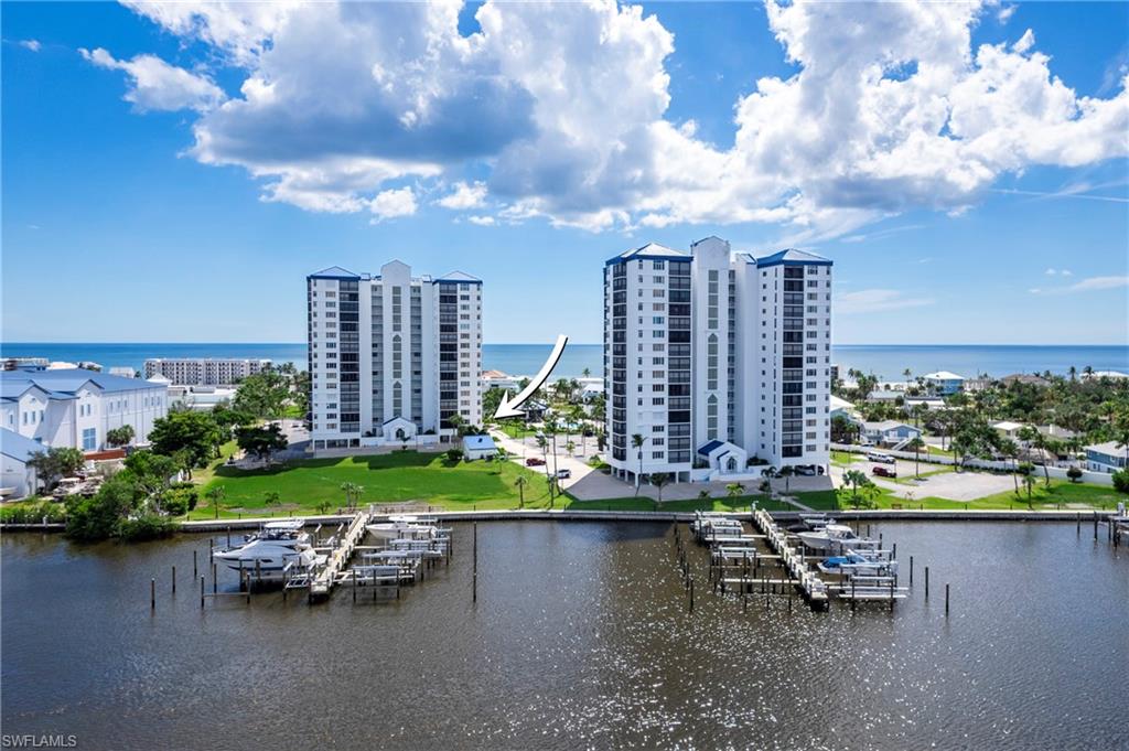 Estero Bay view with boat docks and lifts