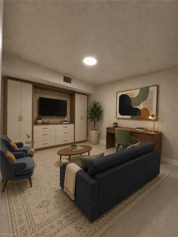 Downstairs Den virtually staged