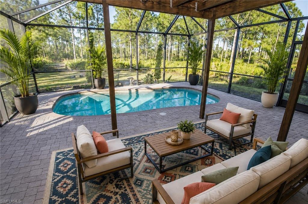 Pool area virtually staged