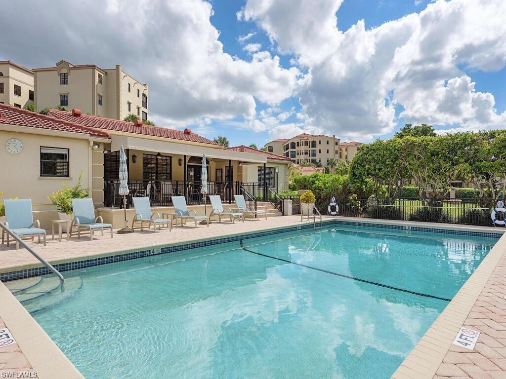 View of pool featuring a patio