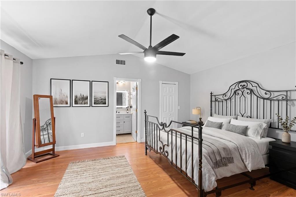 Virtually staged primary bedroom