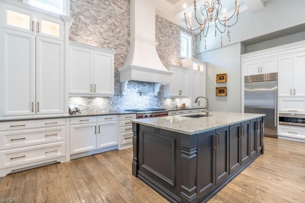 Quartz countertops gas cooking Wolf range