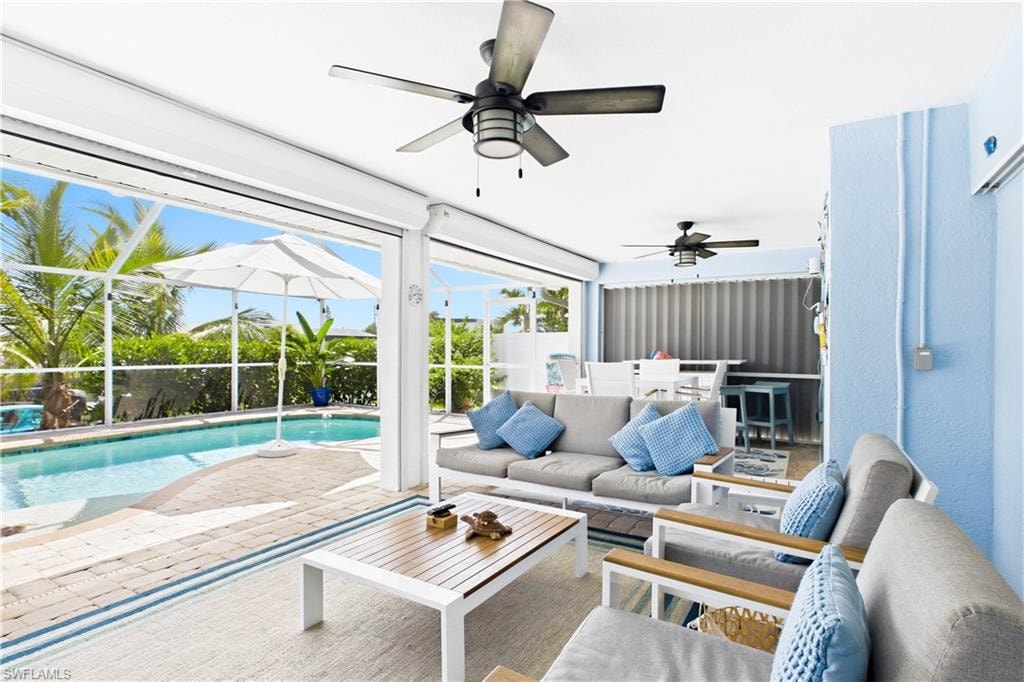Fantastic patio area with roll down hurricane shutters.