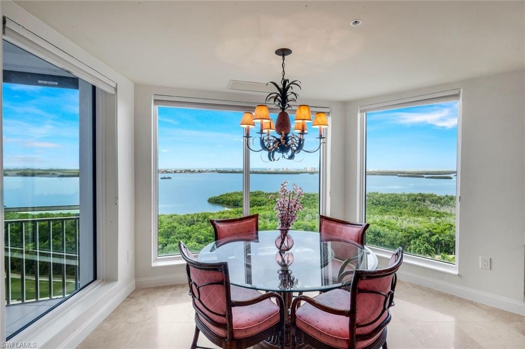 The dining area of the kitchen offers magnificent views.
