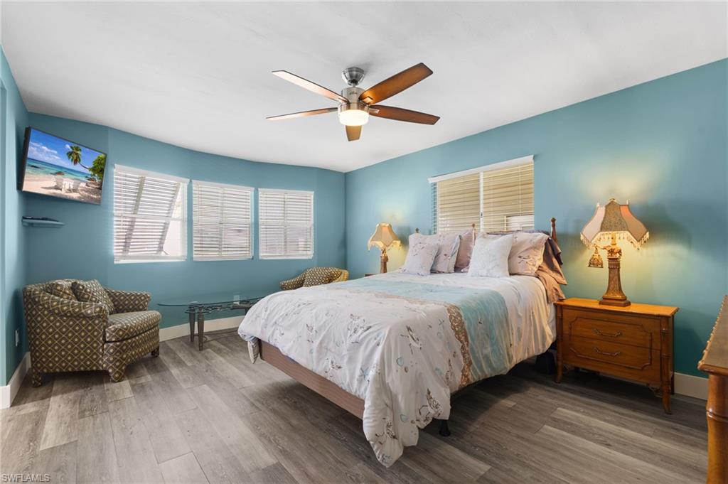 Spacious primary bedroom with room for an additional sitting area.