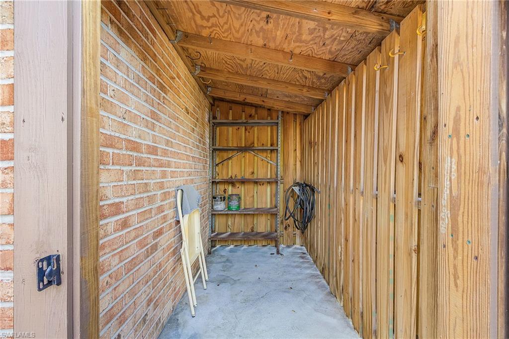 Covered storage is great for bikes, motorcycles, beach paraphernalia.