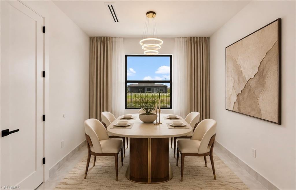 Recessed rectangular window with light-filtering drapes