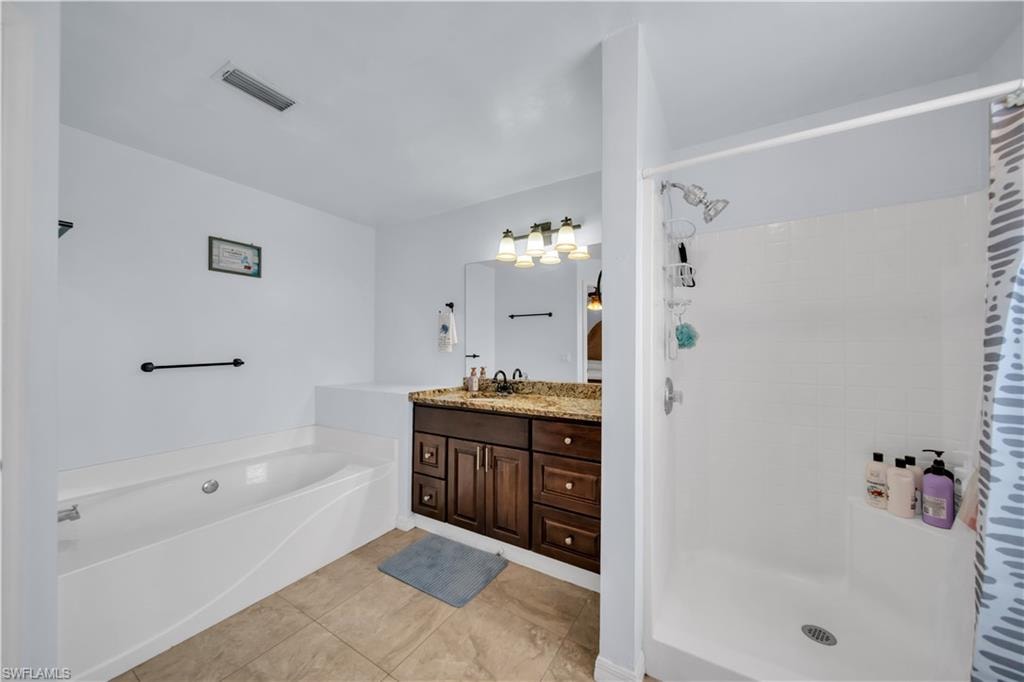 Soaking tub and separate shower stall