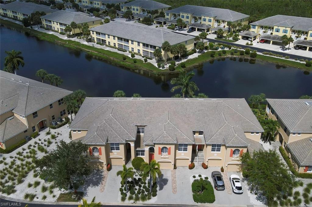 Aerial view of front of building.