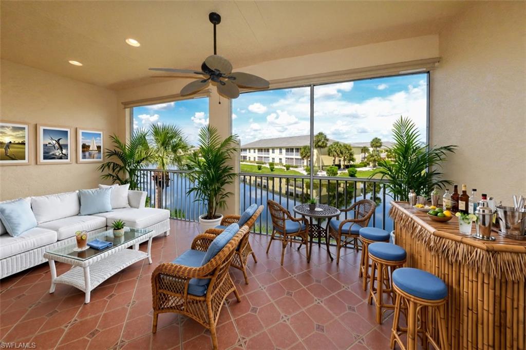Virtually staged Lanai with long lake view