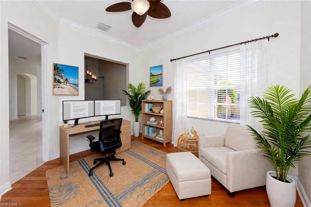 Virtually staged den