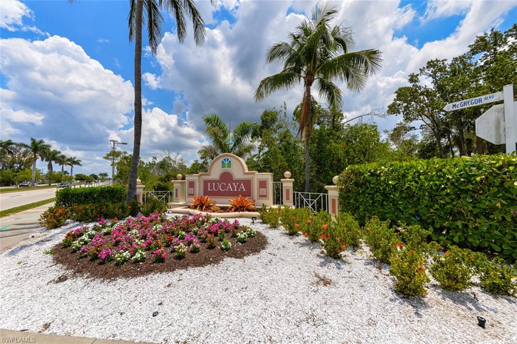 Lucaya entrance off McGregor Blvd. Gated community just minutes to the white sandy beaches of Fort Myers and Sanibel Island.
