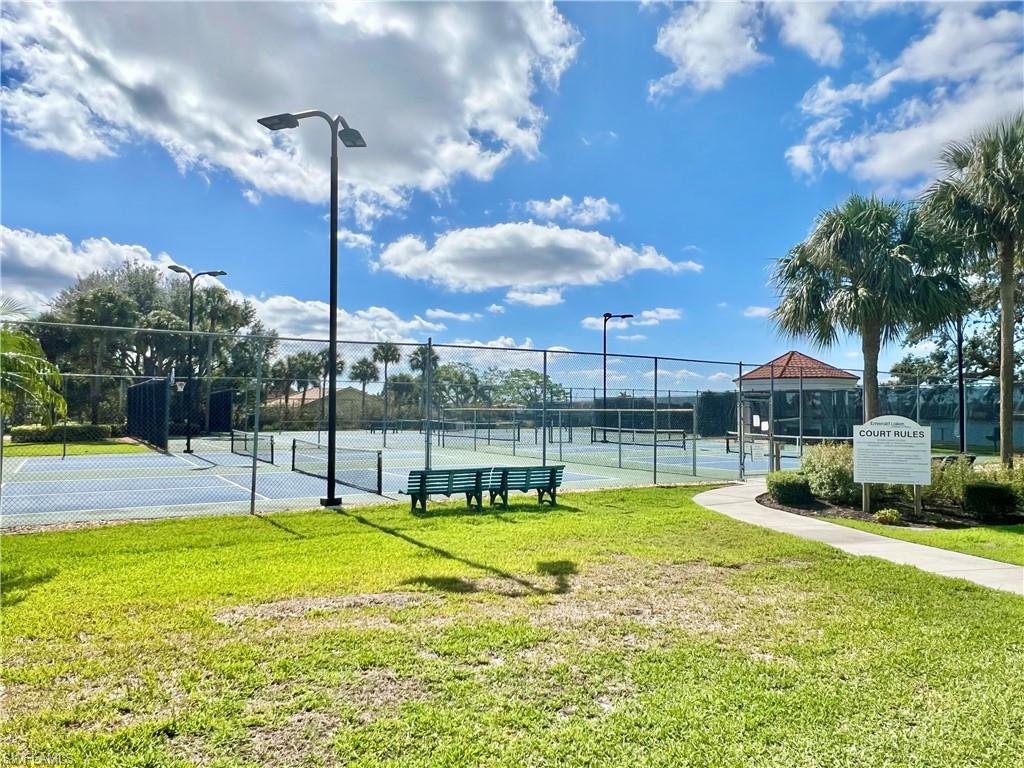 View of tennis court/basketball and Pickleball