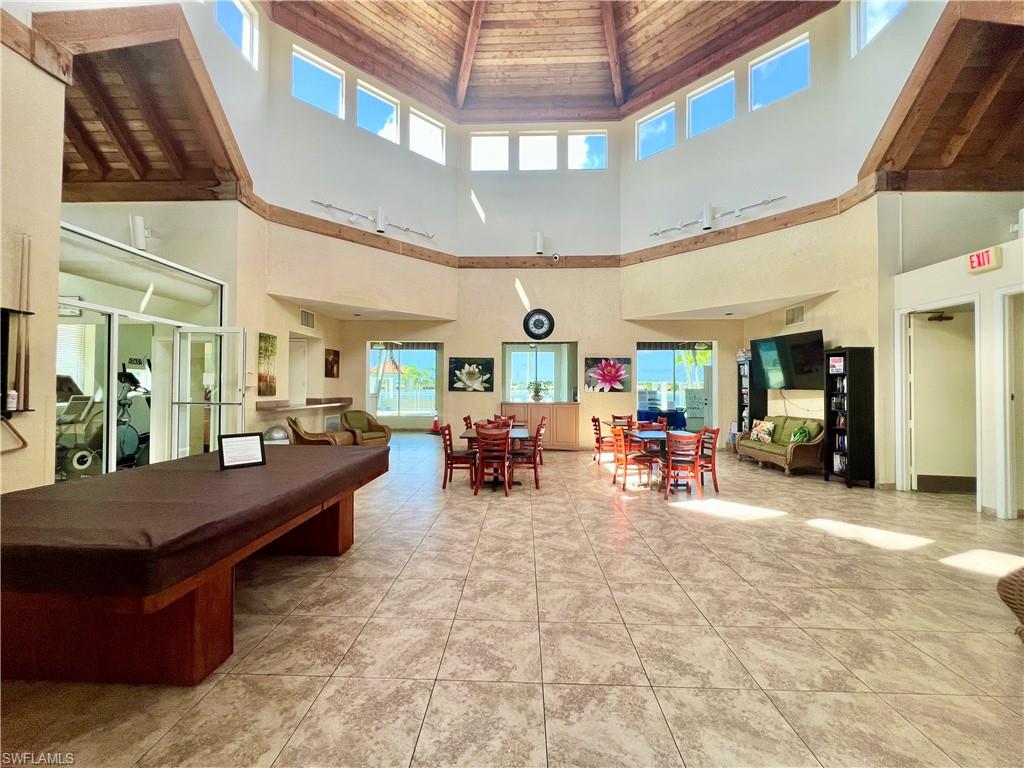 Building lobby with billiards, gym and clubroom