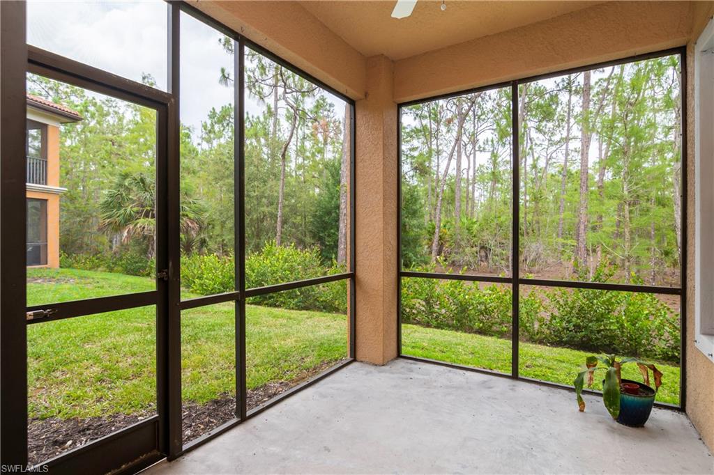 screened in lanai with preserve view