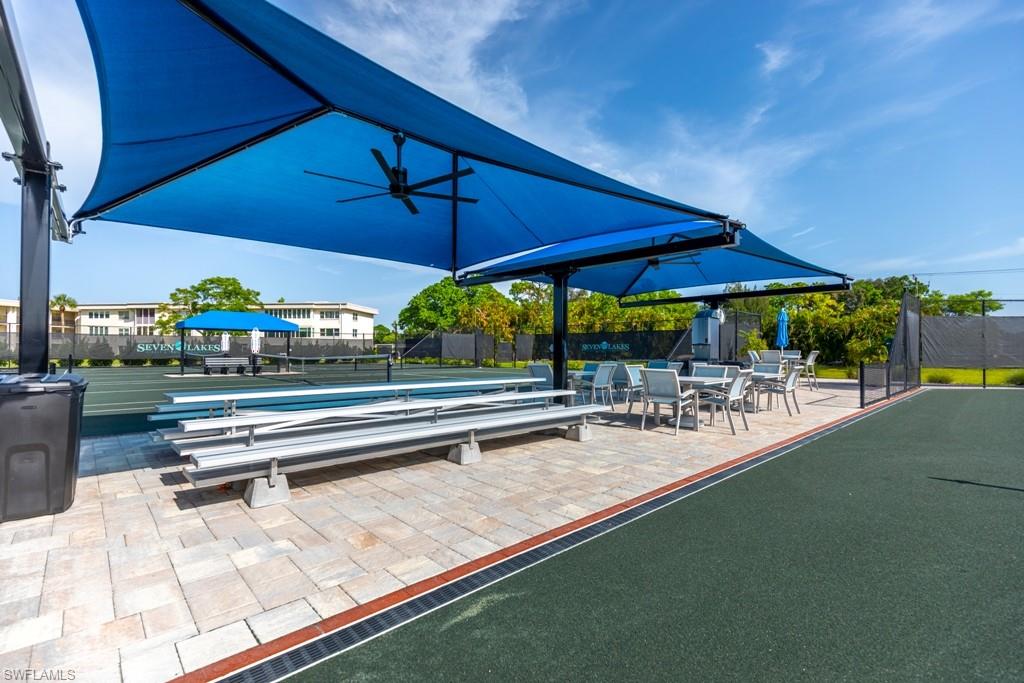 Seating area at the Tennis Courts