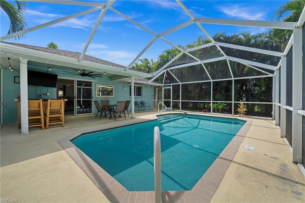 Take a dip in the screened pool