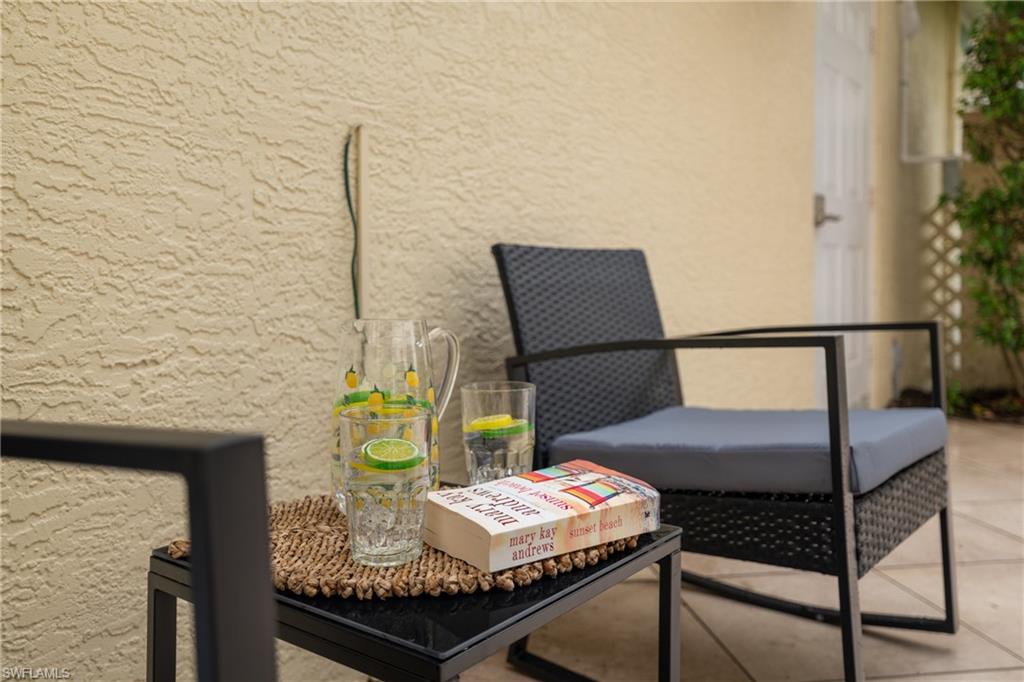 Conversation nook in corner of private patio