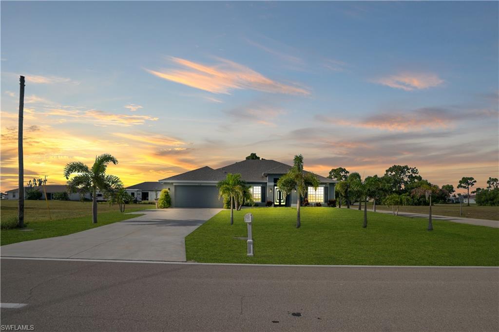 Contemporary single-story residence with an attached two-car garage