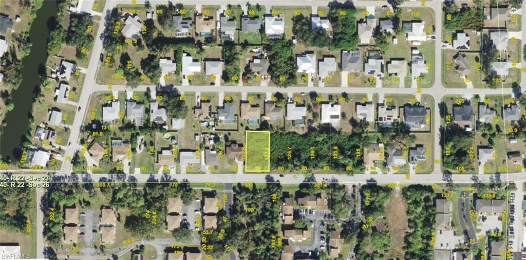 Aerial Map. Depicting the property highlighted within a residential area
