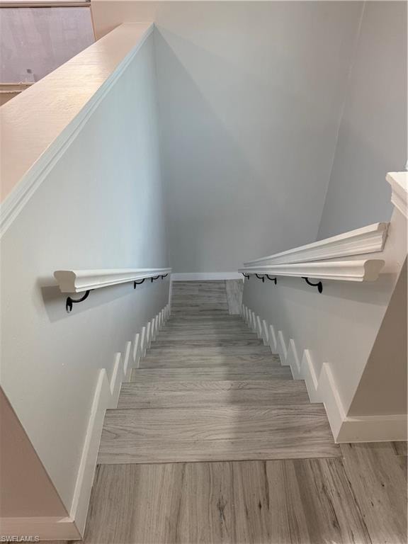 Stairs coming UP from foyer.