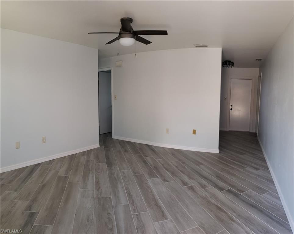 Tile floors and ceiling fans.