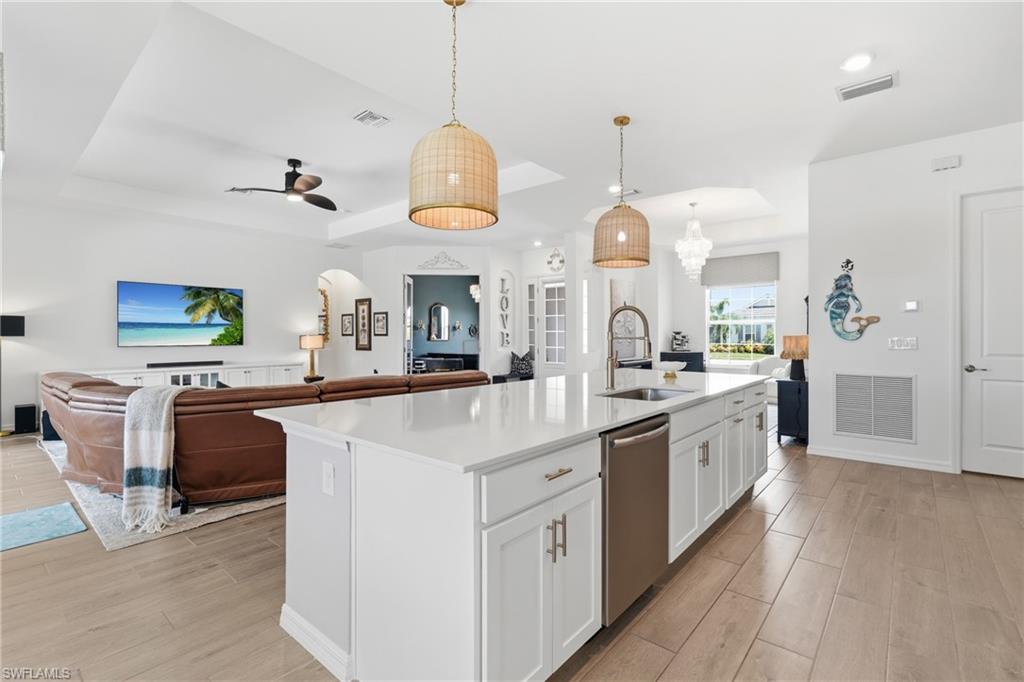 Tray ceiling and open concept living