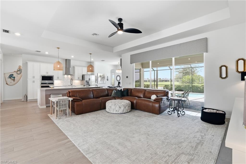 Tray ceiling and open concept living