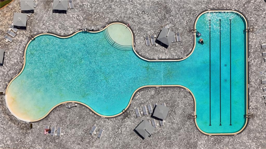 Aerial view of tennis, pickleball and pool