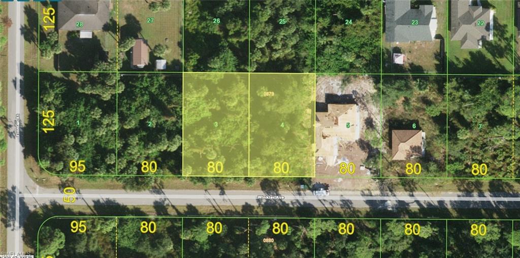 Aerial Map. Highlighting the property boundaries and dimensions