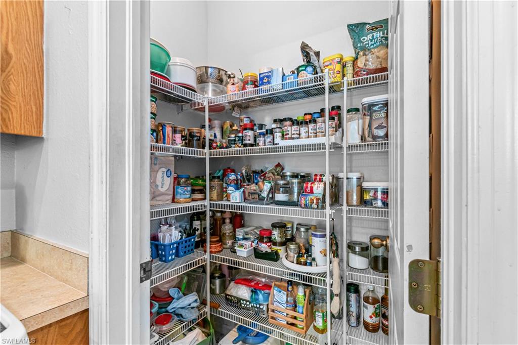 Pantry featuring white wire shelving